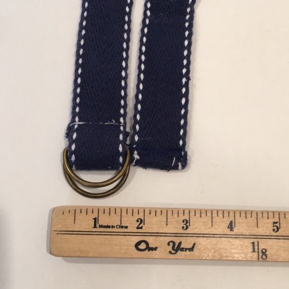 Belt Blue & White Striped Cotton Boys Sz 3T Brass Loop Closure Preppy Neutral - Picture 5 of 5